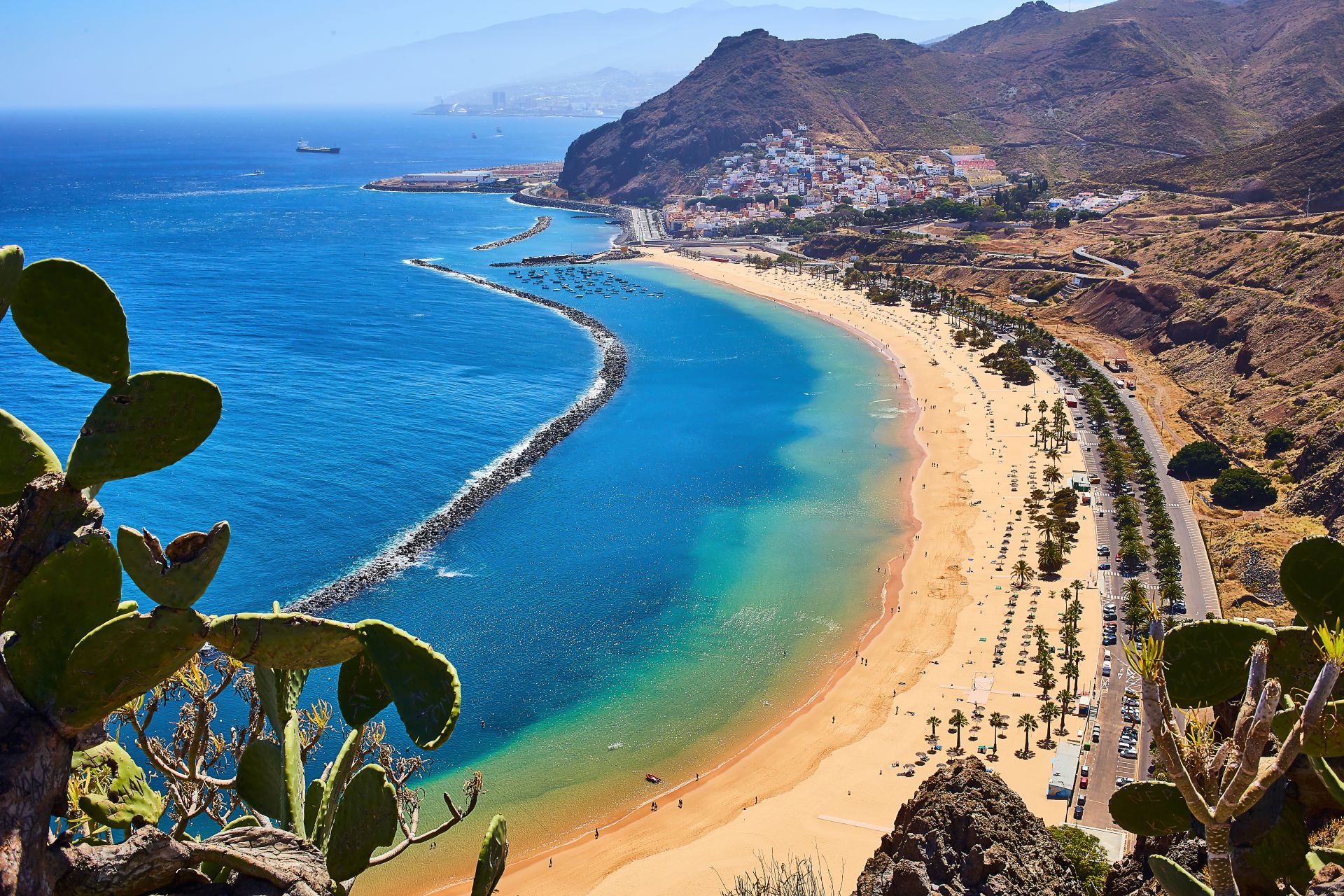 Panoramic view of the famous Playa de las Teresitas