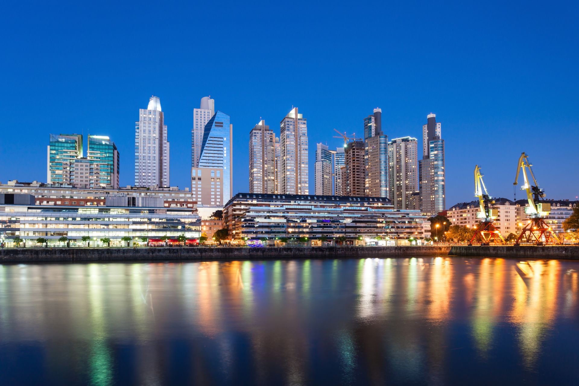 Night view of the Puerto Madero district