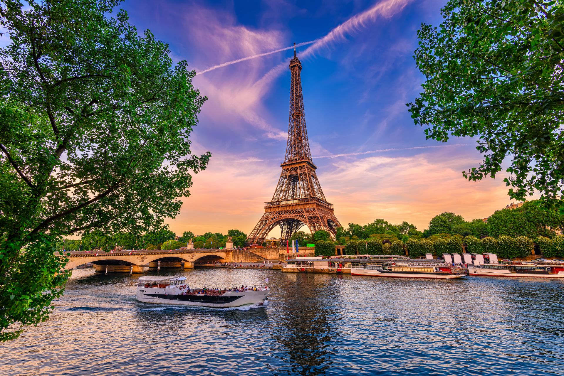 The Eiffel Tower in Paris and the Seine River